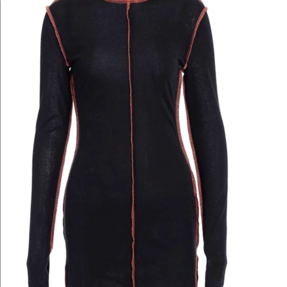 Black Long Sleeve Slit Bodycon Dress